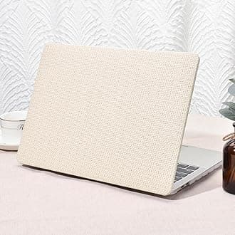 Seorsok Compatible with MacBook Pro 13 inch Case M2 2023-2021-2016 A2338 M1 A2251 A2289 A2159 A1989 A1708 A1706,Elegant Leather Plastic Hard Shell with Keyboard Cover,Beige Woven Fabric No Logo Cutout