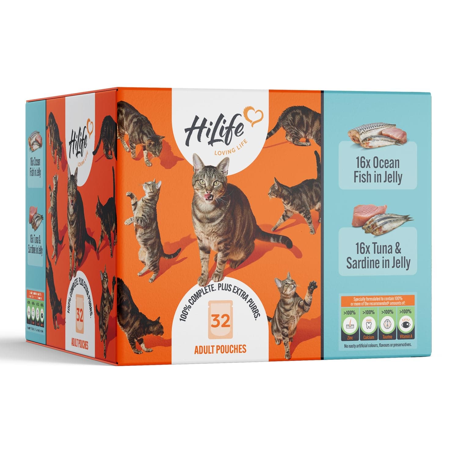 HiLife Its Only Natural Cat Pouch Multipack The Big Fishy One In Jelly 32x70g