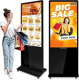 - 43 inch Digital Signage Displays, 2K LCD Capacitive Touch Screen Floor Standing Digital Signage, Indoor Digital Adverstising Kiosks with HDMI Input, Android 11(2+32GB)