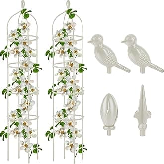 2 Pcs Garden Obelisk Trellis for Climbing Plants Outdoor 6 Ft Rose Bush Round Trellis for Pots Rustproof Metal Plant Flower Trellises for Clematis Vine Jasmine Support Outdoor Indoor