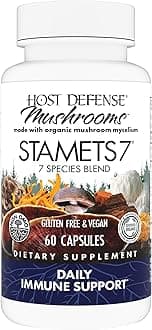 Host Defense Stamets 7-7 Species Blend - Mushroom Supplement for Immune Support - Includes Royal Sun Blazei, Cordyceps, Reishi, Maitake, Lion's Mane, Chaga & Mesima - 60 Capsules (30 Servings)*