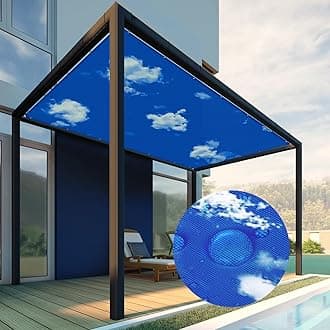 Patio Paradise 6' x 11' Waterproof Sun Shade Sail Rectangle Shade Cloth with Grommets, 260 GSM Patio Canopy Awning 95% UV Block for Backyard Deck Pergola Replacement Cover, Blue Sky, Customized