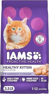 - IAMS Proactive Health Kitten Dry Cat Food, Healthy Kitten Food Dry Recipe with Real Chicken in Every Bite, 3.5 Lb. Bag