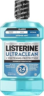 Ultraclean Intense Antiseptic Mouthwash + Whitening Protection*, Everfresh Technology to Help Fight Bad Breath, Gingivitis, & Plaque, Tartar Control Oral Rinse, Intense Mint, 1.5 L
