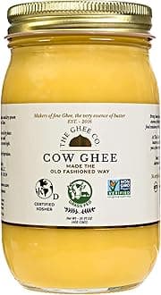 The Ghee Co., Grass Fed Ghee, 16 Fl oz, Made with Grade AA butter, Lactose and Casein free, Paleo and Keto friendly, glass jar