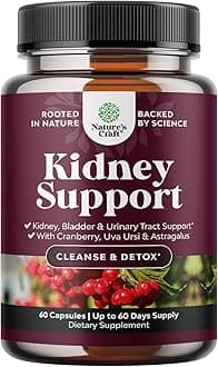 Advanced Kidney Support Supplement - Kidney Cleanse Detox & Repair Cranberry Extract Capsules with Uva Ursi, Stinging Nettle & Astragalus for Kidney Health - Urinary Tract Health - 60 Count