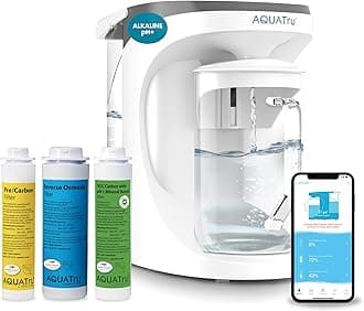AquaTru Carafe Smart Alkaline | Countertop Water Purifier for PFAS and Other Contaminants with Exclusive 4-Stage Ultra Reverse Osmosis Technology (No Plumbing or Installation Required) | BPA Free
