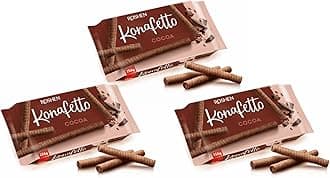 Roshen Crispy Flavorful Wafer Rolls "Konafetto" with Cocoa-Cream Filling, 4.94oz/156 grams Pack of 3