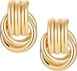 Knot Link Circle Geometric Drop Dangle Earrings, Circle Geometric Drop Dangle Earrings Studs, Women's Jewelry