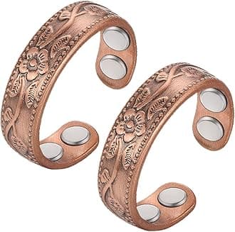 2PCS Copper Rings for Women - Joints Fingers Thumb Strong Copper Ring - Adjustable Solid Pure Present Set