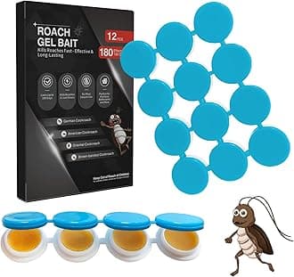 - 12 Pack Cockroach Gel Bait, Highly Effective Roach Gel Bait Indoor Infestation Solution, Fast Acting Cockroach Killer Indoor Home Kitchen Use, Easy to Apply & No Mess Roach Bait, Long-Lasting