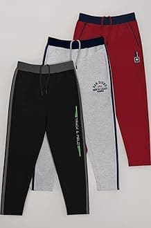 HELLCAT Boys Regular Fit Blended Cotton Stylish Track Pants - Pack of 3