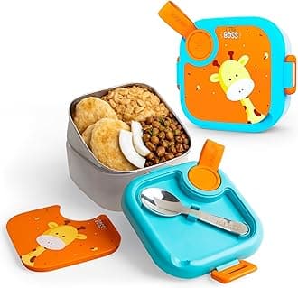 rabitat Lunchmate Mini Stainless Steel Lunch Box with Spoon | Airtight | Leakproof Snack Box/Tiffin Box for Kids/Toddlers/Infants to School/Picnic - 500 ML