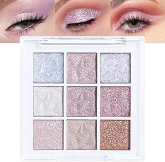 Eyeshadow Palette Pink White Purple Glitter Shimmer Warm Pastel 9 Colors Eyeshadow Palette Nude White Cream Colorful Eyeshadow Palette