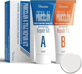 Porcelain Repair Kit White, Sink & Tub Repair Kit to Quickly Fix Tub Chips and Sink Cracks with High Bond Strength, Porcelain Sink Repair Kit for Tub, Tile, Sink and Toilet(Grey White)