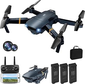 Drones with Camera for Adults, Foldable RC Quadcopter, Helicopter Toys, 1080P FPV Video Drone for Beginners, 2 Batteries, Carrying Case, One Key Start, Altitude Hold,Headless Mode,3D Flips