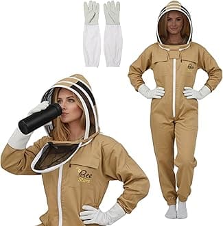 Bee Suit with Fencing Veil One Pair Gloves Polycotton Sting Proof Beekeeping Suit for Beekeeper
