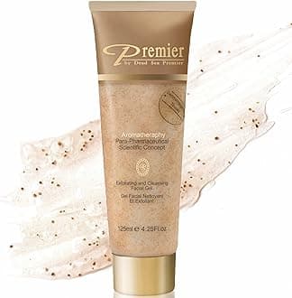 Premier Dead Sea Face Scrub, Exfoliating Face Wash for Women and Men, Para-Pharmaceutical Facial Gel Cleanser with Dead Sea Salt Minerals, Micro Grains, Non-Drying (4.25 Fl oz)