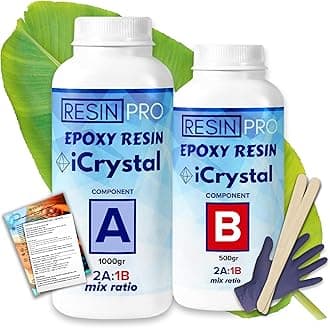 Resin Pro Crystal Clear Epoxy Resin - 1.5kg | Fast Drying, Non-Toxic Clear Epoxy Resin & Hardener for Wood, Fabric, Glass & Paper | DIY Art, Mould Casting, Jewellery Making, Coasters & Surface Coating