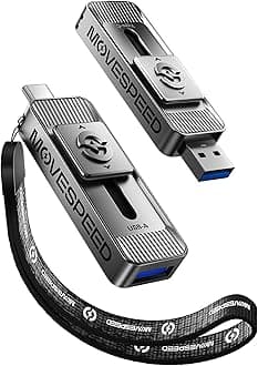 MOVE SPEED 128GB Solid State Drives with Dual Ports & Push-Pull Design — 560MB/s Read Speed, Type C + USB 3.2 Drive Portable ssd for iPhone 15/16/Android/Mac