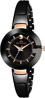 SWISSTONE Analog Women's Stainless Steel Watch (Black Dial Black Colored Strap)