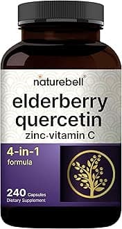 Elderberry Quercetin 4-in-1 with Vitamin C & Zinc, 240 Capsules | Traditional Herbal Supplement | 500mg Sambucus Nigra, 500mg Quercetin, 250mg Vitamin C, 50mg Zinc Picolinate per Serving