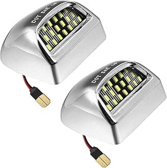 Full LED License Plate Light Silver Housing Tag Lamp Assembly Replacement for Chevy Silverado 1500 2500 3500 Suburban Tahoe GMC Sierra Yukon XL, 6000K White, Pack of 2