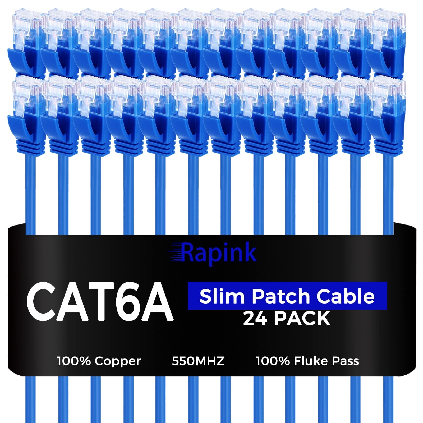 Patch Cables Cat6a 0.5ft (24 Pack) Slim, Cat6a Ethernet Patch Cable 10G Support, Snagless Cat 6 Patch Cable for Patch Panel to Switch, Flexiable Cat 6a Ethernet Cable with Gold Plated