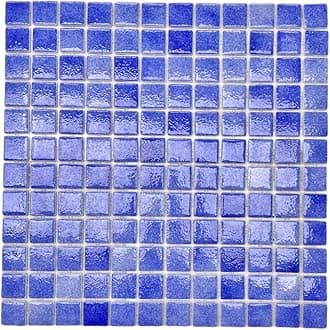Tenedos Blue Recycled Glass Mosaic Tile Square 7/8 Inch Pattern for Kitchen Backsplash, Swimming Pool Tile, Bathroom Wall, Accent Wall (Not Peel and Stick Tile) (Sample Swatch, Royal Blue)