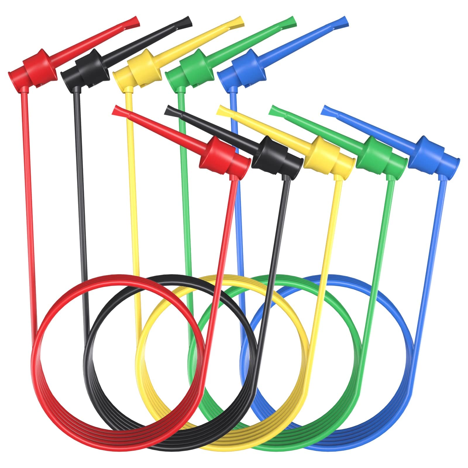 Goupchn Test Hook Clips Silicone Test Leads 5PCS Testing Cables Wires Dual IC Hooks Clips for Electronic Testing