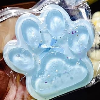 Taba Giant Paw Squishy for Kids Adults, Big Furry Cat Paw Squishy Toys for Stress Relief, Super Soft Squeeze Fidget Toys (Clear&Blue)
