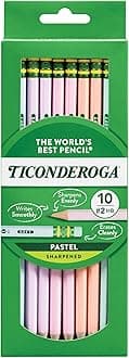 Ticonderoga Pencils, Wood-Cased, Pre-Sharpened, 2 HB Soft, Pastel, 10 Count