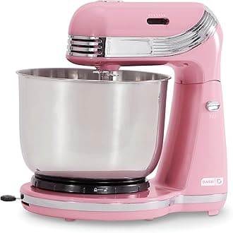 Dash Everyday Stand Mixer - Compact Tilt-Head Stand Mixer for Everyday Recipes - 6-Speed Power with Stainless Steel Bowl - Pink, 3-Quart