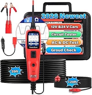 PowerScan PS100 Automotive Circuit Tester 2.0, 12-24V Power Circuit Probe Tool, Electrical Short Open Circuit Finder, AC/DC/Resistance/Component/Signal/Test Light Automotive, 20ft Extension Cord