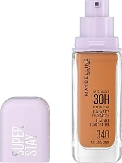 Super Stay Lumi-Matte Foundation, Lightweight and Buildable Full Coverage Foundation Makeup For Up To 30HR Wear, 340, 1 Count