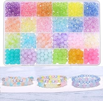 Glass Beads for Jewelry Making Cute Acrylic Beads for DIY Bracelet Making Kit, 8mm Colorful Acrylic Beads for Jewelry Making, Birthday Gift