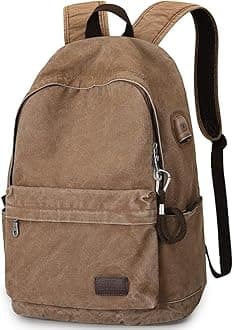 Canvas School Backpack with 15.6 inch Laptop for Men Women, Lightweight Anti-Theft Travel Daypack College Student Backpack Mit USB Charging Port