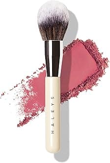 HALEYS Powder Brush VEGAN+CRUELTY-FREE, Soft, Streak-free, Perfect Blending, Buff, Blurs, Smooths, Control, Precision, Complexion tools, For powder, setting powder, blush, Sustainable Wood Handle