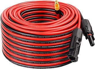 Solar Connector to XT60 Adapter Cable - 75FT, 10AWG for Solar Panel to Portable Power Station