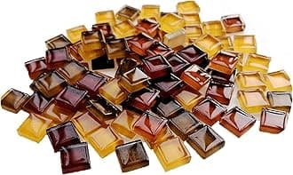 100 Pieces Bulk Mosaic Tiles Assorted Color Opaque Mosaic Glass Crafts Supplies for DIY Picture Coaster Home Mosaic Decoration(1x1cm,Coffee Series)