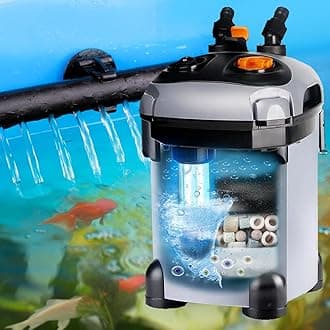 Aquarium Canister Filter Fish Tank UV Filter Aquarium Green Water Cleaning Machine Ultra Quiet External Turtle Tank Filter with UV Sterilizer for Crystal Clear Water Up to 55 Gallon