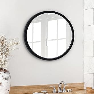 Americanflat 20" Framed Black Round Mirror - Circle Mirror for Bathroom, Bedroom, Entryway, Living Room - Large Round Wall Mirror for Wall Decor