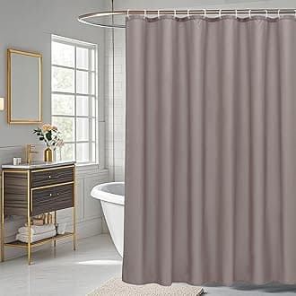 AooHome Extra Long Shower Liner, Fabric Bathroom Curtain with Hooks for Hotel, Weigthed Hem, Water Repellent, 72 x 84 Inch, Chocolate