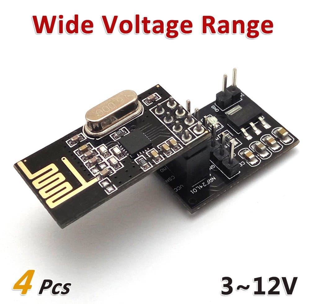 4Pcs NRF24L01+ Wireless Module with Voltage Regulating Breakout Adapter