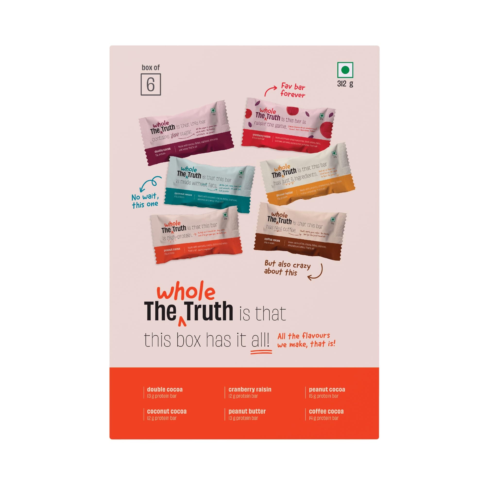 - Protein Bars | All-in-One | Pack of 6 x 52 g each | No Preservatives | No Artificial Sweeteners | No Gluten or Soy | All Natural Ingredients | Six Different Flavours