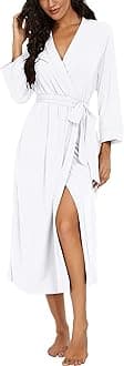 VINTATRE Women Kimono Robes Long Knit Bathrobe Lightweight Soft Knit Sleepwear V-neck Casual Ladies Loungewear
