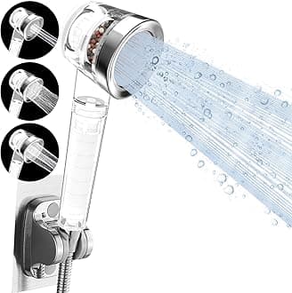 Luxsego Filtered Shower Head with Handheld, High Pressure 3 Spray Modes ShowerheadBuilt-in KDF55 & Calcium Sulfite Remove Chlorine Improve Skin, Water Softener Shower with Filter Beads for Hard Water