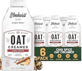 1925 Chai Spice Oat Creamer - 16 Ounce (Pack of 6) Dairy-Free, Vegan, Kosher, Low Sugar, Shelf Stable Creamer Made with Oat Grains & Chai Spice for Healthier, Simpler Plant Based Alternatives