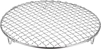 HARFINGTON Round Cooking Rack 9.7-inch 201 Stainless Steel Cross Wire Barbecue Grill Net with 20mm Legs for Cooking Baking Steaming BBQ