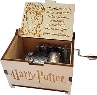 TheLaser'sEdge, Harry Potter Mini Music Box with Movies Hedwig's Theme, Gifts for Women, Men, Birthday, Christmas, Mother’s Day, Anniversary or Merchandise Decor - Albus Dumbledore Happiness Quote
